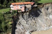 Une maison détruite par la crue de la Vésubie à Roquebillière (Alpes-Maritimes), le 3 octobre 2020