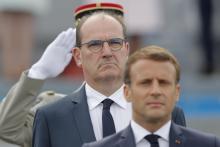 Le président Emmanuel Macron et le Premier ministre Jean Castex sur la place de la Concorde à Paris, le 14 juillet 2020