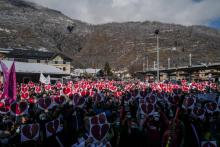 Manifestation pour la réouverture des stations de ski des Alpes françaises, le 2 décembre 2020 à Bourg-Saint-Maurice