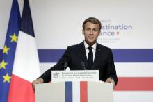 Le président Emmanuel Macron à l'ouverture du sommet "Destination France", le 4 novembre 2021 à Paris
