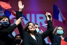 La candidate PS à la présidentielle, Anne Hidalgo, en meeting à Perpignan le 12 décembre 2021