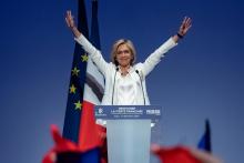 Premier grand discours de Valérie Pécresse, candidate Les Républicains à la présidentielle, devant les cadres de son parti, le 11 décembre 2021 à Paris
