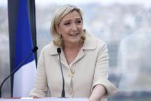 Marine Le Pen lors de ses voeux à la presse, à Paris, le 26 janvier 2022