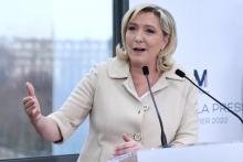 Marine Le Pen lors de ses voeux à la presse, le 26 janvier 2022 à Paris