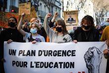 Des lycéens manifestent le 13 janvier 2022 à Marseille dans le cadre d'une journée nationale de grève dans l'éducation