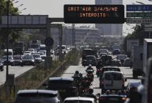 Sur le périphérique parisien lors d'un épisode de pollution le 31 juillet 2020