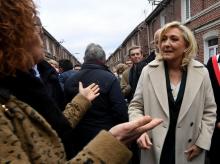 Marine Le Pen, candidate du RN à la présidentielle, en visite à Bruay-la-Buissière, le 2 février 2022 dans le Pas-de-Calais