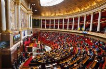 Le président ukrainien s'exprimait devant l'Assemblée nationale, à Paris le 23 mars 2022.