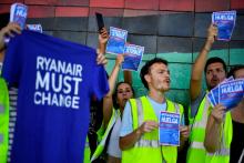 Grève des employés de Ryanair dans l'aéroport Adolfo Suarez de Madrid, le 24 juin 2022