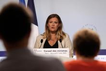 La porte-parole du gouvernement Olivia Grégoire lors du compte-rendu du Conseil des ministres, le 1er juin 2022 à Paris