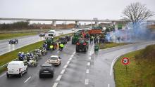 FS Blocage de la N 118 par les agriculteurs, à Saclay, le 26 janvier 2024