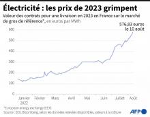 Evolution du prix de l'électricité pour les achats à terme en 2023 en France