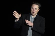 Elon Musk, nouveau propriétaire de Twitter, lors d'une conférence de presse à Boca Chica Village au
