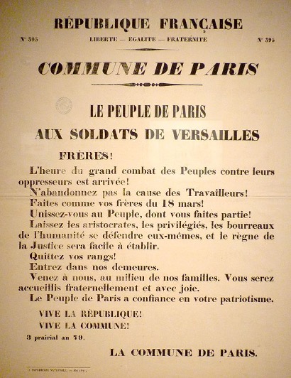 Affiche de propagande de la Commune de Paris du 23 mai 1871, durant la « semaine sanglante », à l'attention des soldats versaillais