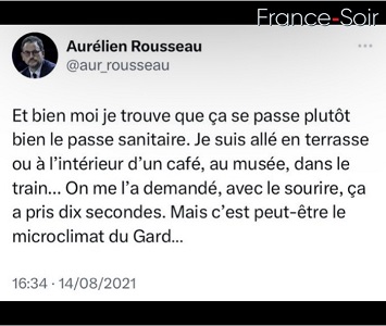 tweet aurelie rousseau health pass cazeneuve