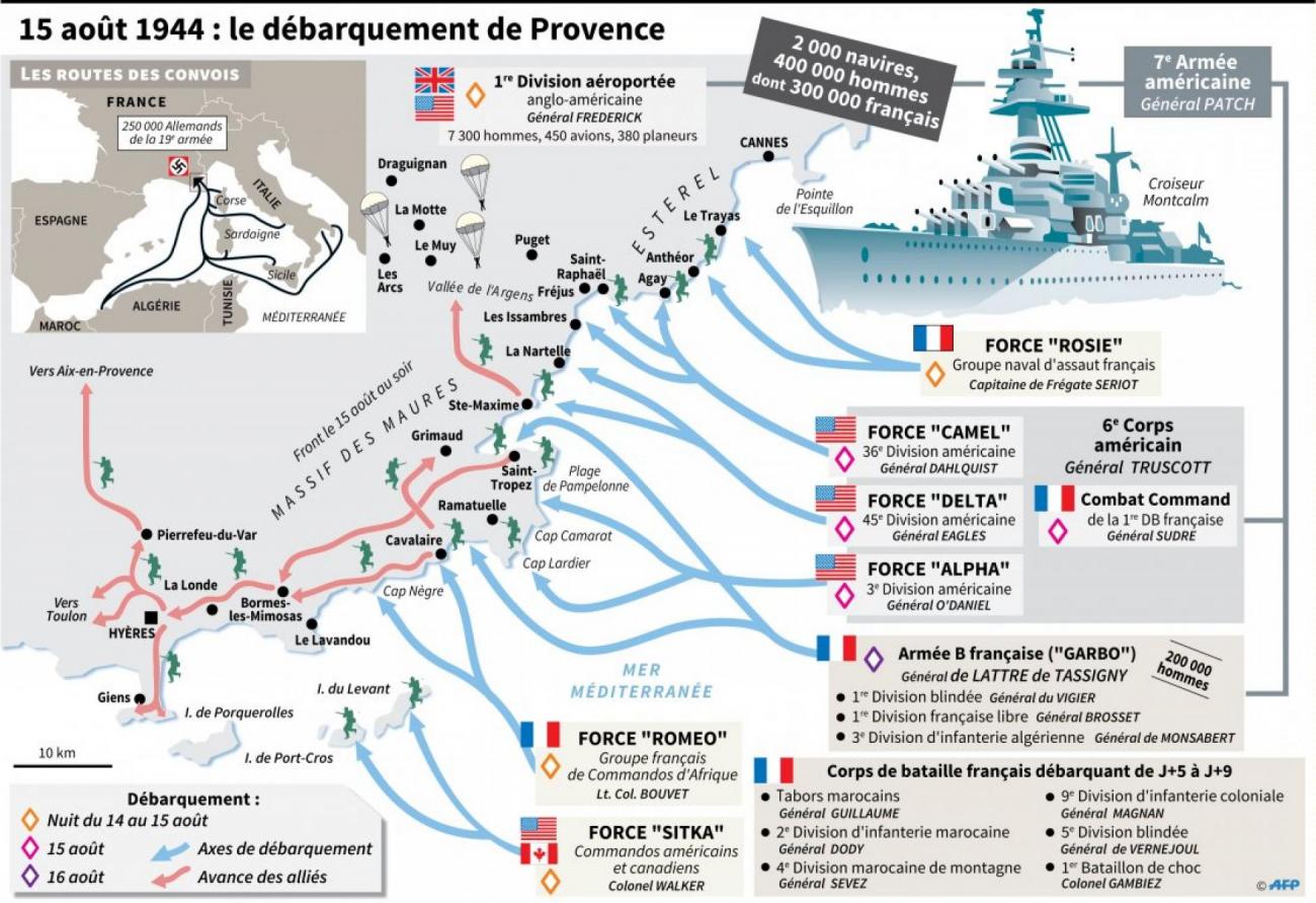 Le débarquement de Provence en juillet 1944, Carte