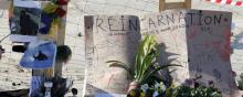 Des messages de à la mémoire de Rémi Fraisse sur le site du barrage de Sivens.