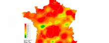La carte de France de l'épidémie de gastro-entérite au 11 janvier 2015.