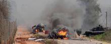 Des véhicules détruits dans le village de Ghajar suite aux frappes de ripostes israéliennes.