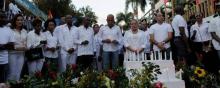 Le président haïtien Michel Martelly rend hommage aux victimes du carnaval de Port-au-Prince.