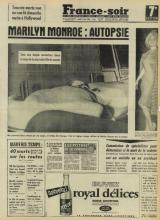 Une FranceSoir 07.08.1963 Mort Marilyn Monroe 