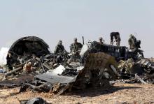 Les débris de l'A321 dans le désert du Sinaï.