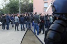 Les forces de l'ordre encadrant une manifestation à Ajaccio le 26 décembre.