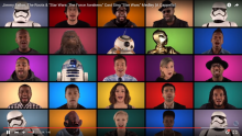 Les acteurs de "Star Wars VII" Jimmy Fallon et The Roots chantent les thèmes de la saga.