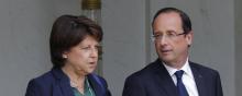 François Hollande et Martine Aubry sur le perron de l'Elysée.