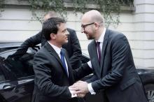 Les Premiers ministres belge et français, Charles Michel et Manuel Valls.