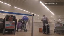 Extrait d'une vidéo amateur de l'attentat à l'aéroport de Bruxelles.