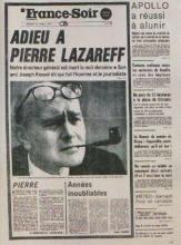 Une FranceSoir 22.04.1972 Mort Pierre Lazareff