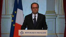 François  Hollande lors de son allocution dans la nuit du 14 au 15 juillet 2016. 