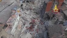 La ville d'Amatrice détruite par un tremblement de terre.