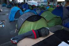 Un campement de migrants à Paris.
