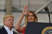 Le président américain Donald Trump et sa femme Melania lors d'un rassemblement à l'aéroport de Melb