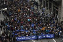 Des manifestants à Barcelone pour réclamer que l'Espagne accueille des milliers de réfugiés, le 18 f