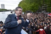 Le candidat de la gauche radicale, Jean-Luc Mélenchon le 17 avril 2017 à Paris