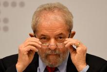 L'ancien président brésilien Luiz Inacio Lula da Silva (2003-2010) lors d'un discours à Brasilia, le