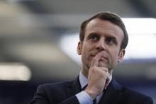 Le candidat d'En Marche! à l'élection présidentielle, Emmanuel Macron, à Paris, le 18 avril 2017, a 