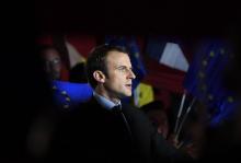 Emmanuel Macron, candidat d'En Marche ! à la présidentielle, lors d'un meeting à Arras, le 26 avril 