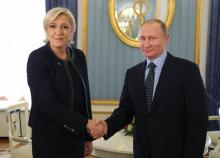 Marine Le Pen reçue le 24 mars 2017 par Vladimir Poutine au Kremlin, à Moscou