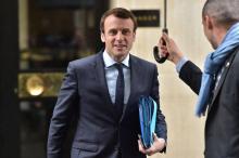 Emmanuel Macron quitte son domicile parisien, le 3 mai 2017