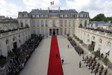 Le Palais de l'Élysée, lors de la cérémonie de passation de pouvoir entre François Hollande et Emman