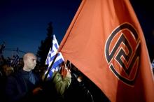 Manifestation de partisans du parti grec "Aube Dorée", le 21 mars 2015 à Athènes