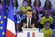 Emmanuel Macron le 1er mai lors d'un meeting à Paris