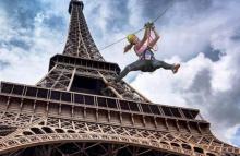 Descendre la tour Eiffel en tyrolienne? C'est possible grâce à Perrier
