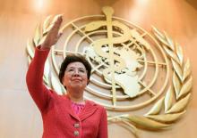 La directrice sortante de l'OMS, la Chinoise Margaret Chan, après son dernier discours le 22 mai 201