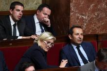 La présidente du FN Marine Le Pen lors des questions au gouvernement, le 12 juillet 2017 à l'Assembl