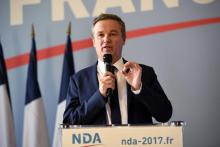 Nicolas Dupont-Aignan, candidat de Debout La France à la présidentielle, le 23 mars 2017 à Paris